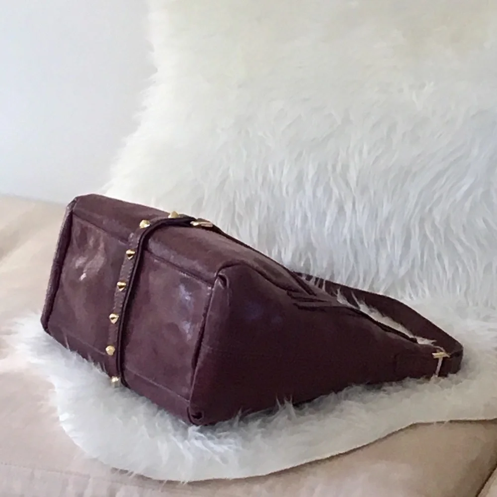 Botkier Purple Distressed Leather Hobo Zip Top Pocket Bag